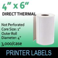 Direct Thermal Labels 4" x 6" Non Perf